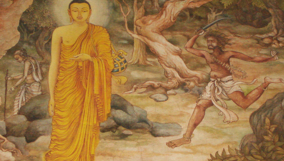 Angulimala chases the Buddha painting from a Srilangka Buddhist temple